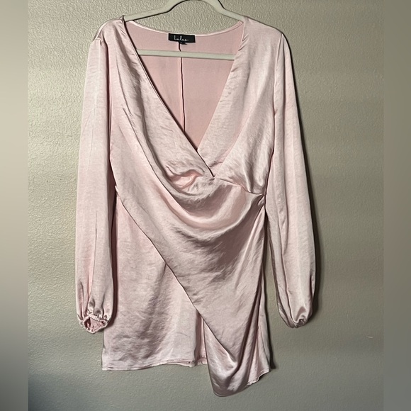 Lulus As Always Pink Satin balloon sleeve Mini Dress - Picture 7 of 10